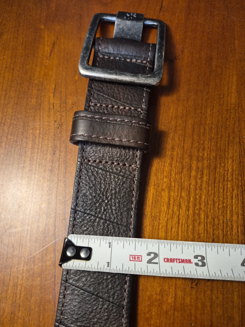 Vintage Express Men's Dark Brown  Leather Belt with Silver Buckle Made  ENGLAND